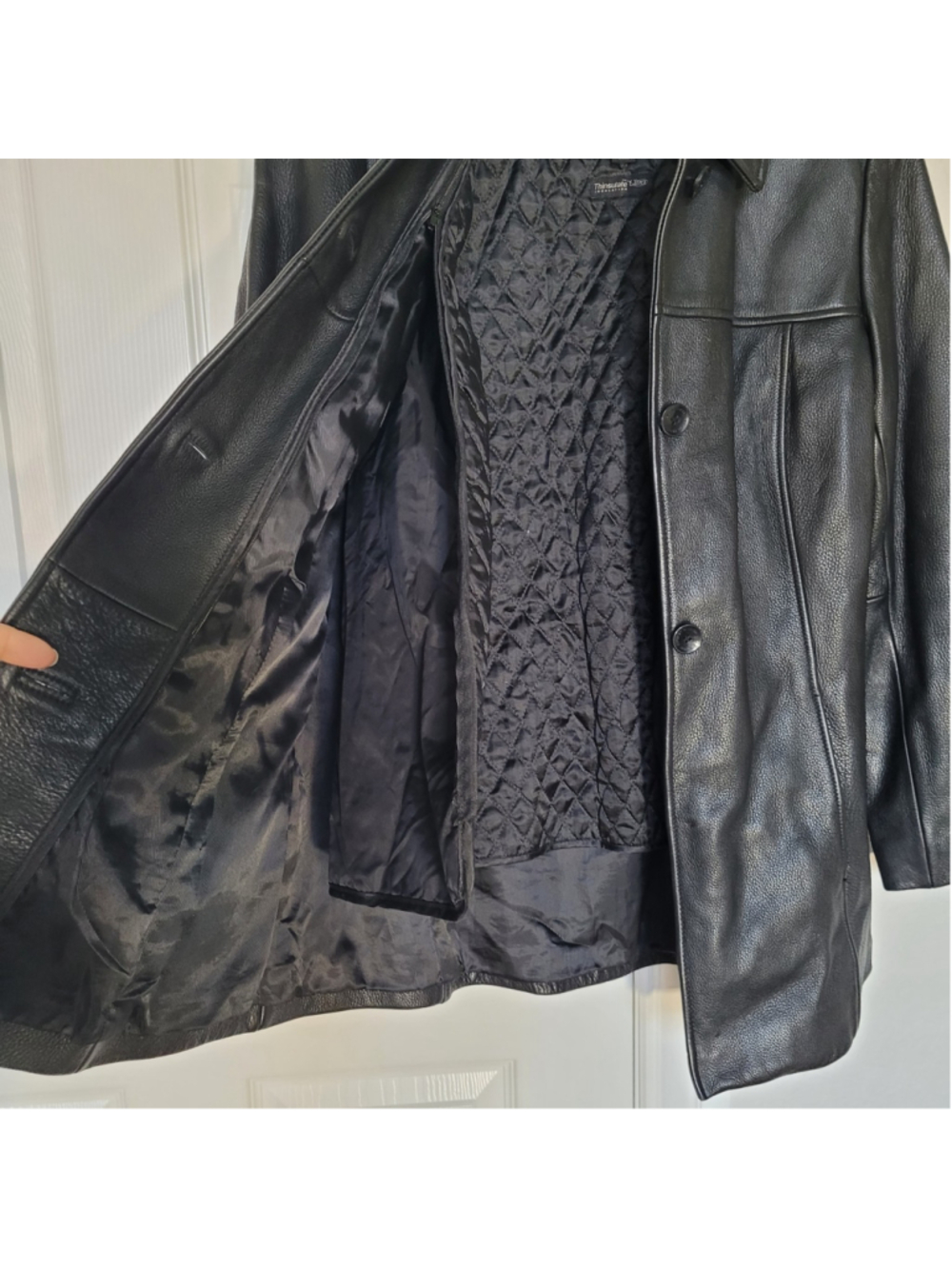 Wilson's leather black jacket Thinsulate Liner - Men’s Medium 4 buttons - Picture 4 of 11
